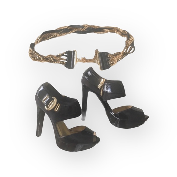 new LF ♐︎ Streets Ahead ♐︎ Twisted Multi Chain Leather Belt  ♐︎ Black + Gold ♐︎ - Picture 13 of 16